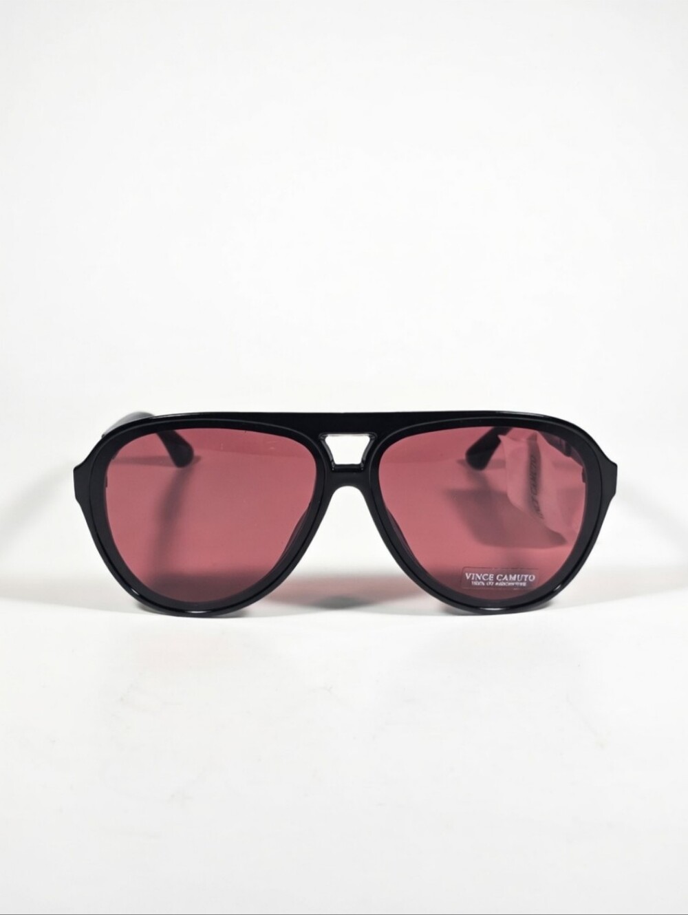 Vince Camuto VC1270 OXBY Aviator Sunglasses Shiny Black Frame Burgundy Rose Lens